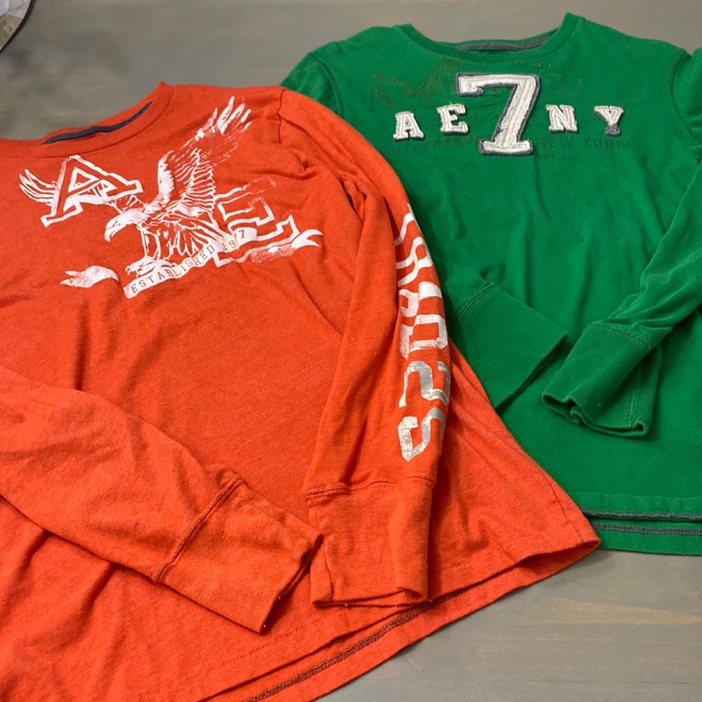 Two American Eagle long sleeve tees.
